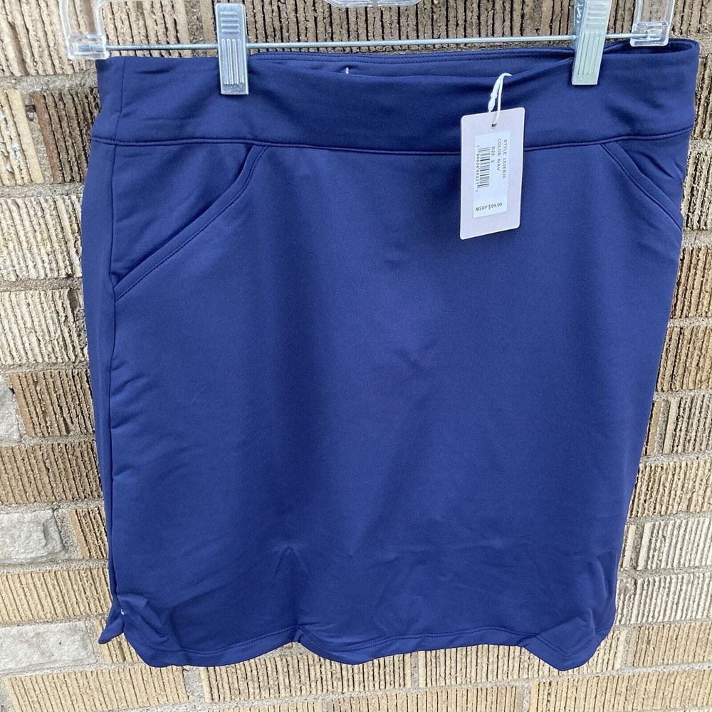 Peter Millar Alice Petal Hem Skort 18" Small 4-6 Navy Blue‎ Golf UPF 50 Tennis